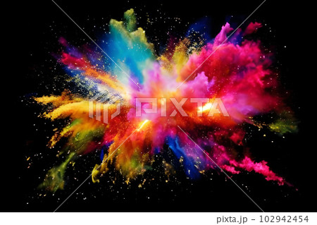 色鮮やかな爆発のイメージ　インク　絵の具　黒 102942454