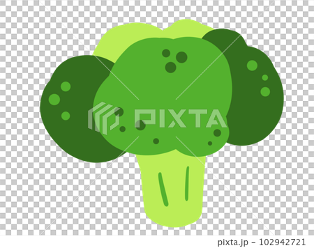 かわいいブロッコリー1株/手描きイラスト素材 かわいいブロッコリー1株/手描きイラスト素材 102942721