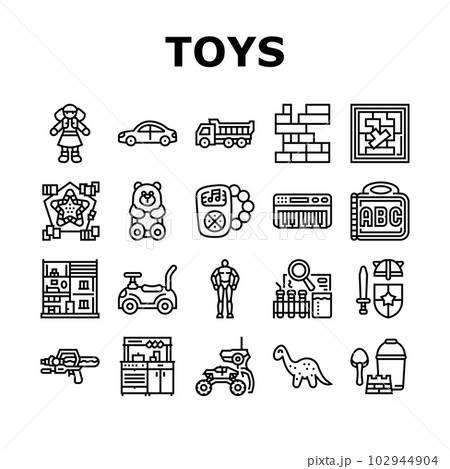 toy baby child game play icons set vector toy baby child game play icons set vector 102944904