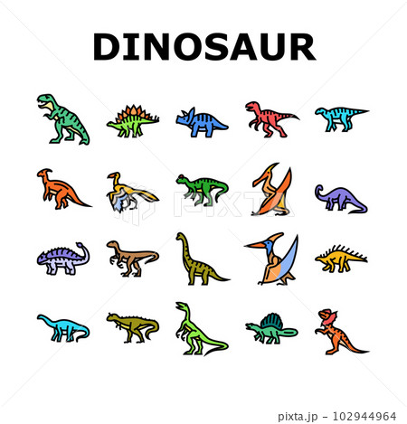 dinosaur dino animal cute icons set vector dinosaur dino animal cute icons set vector 102944964
