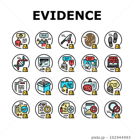 evidence crime police scene board icons set vector evidence crime police scene board icons set vector 102944993