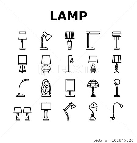 lamp table light home desk icons set vector 102945920