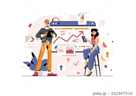 infographics. Illustration of a business, office workers  102947310