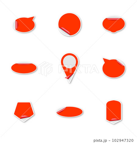 Set of red paper stickers, vector illustration. 102947320