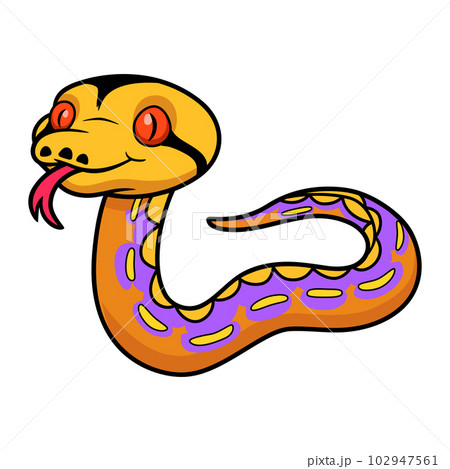 Cute purple albino tiger reticulated python cartoon Cute purple albino tiger reticulated python cartoon 102947561