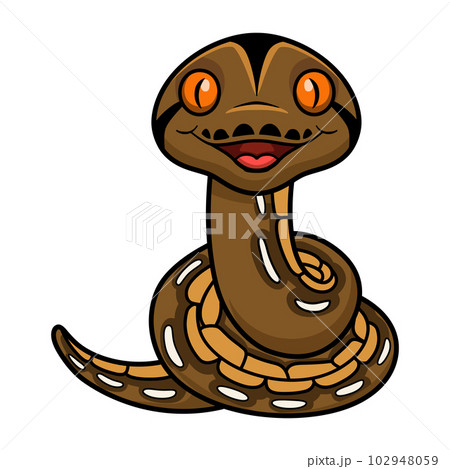 Cute tiger reticulatus python cartoon 102948059
