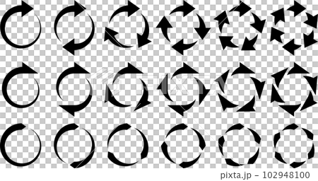 黒い回転矢印のベクターイラストセット 102948100
