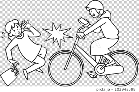 Collision accident caused by driving a bicycle while looking at a smartphone 102948399