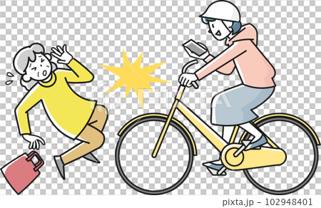 Collision accident caused by driving a bicycle while looking at a smartphone 102948401