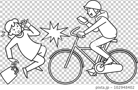一邊騎自行車一邊看智能手機引發的碰撞事故 一邊騎自行車一邊看智能手機引發的碰撞事故 102948402