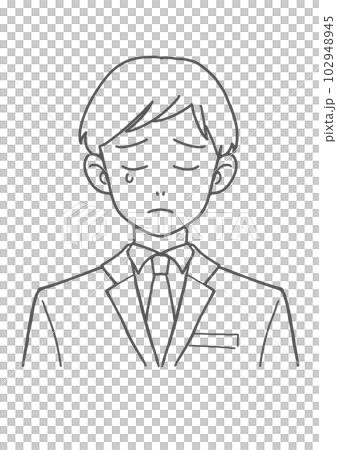 Crying man in suit (line drawing) 102948945