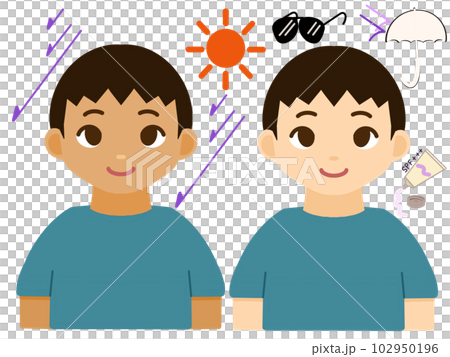 Sun protection image illustration set 102950196