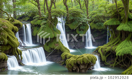 AI生成画像【大自然】滝の風景 102952028