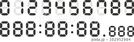 モノクロのデジタル数字のベクターイラストセット 102952984
