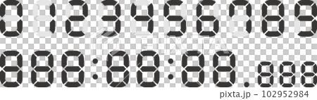 モノクロのデジタル数字のベクターイラストセット 102952984