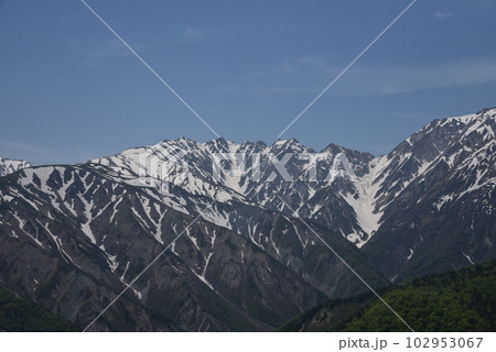 雪解け5月 白馬岩岳から見る 後立山連峰 雪解け5月 白馬岩岳から見る 後立山連峰 102953067