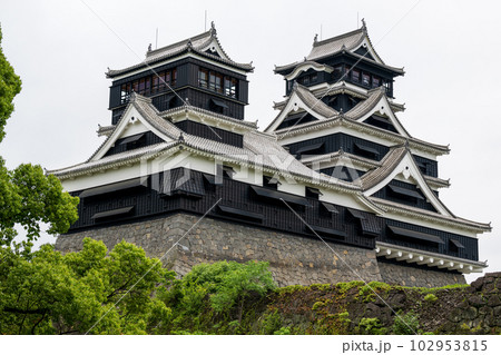 新緑と熊本城の風景 新緑と熊本城の風景 102953815
