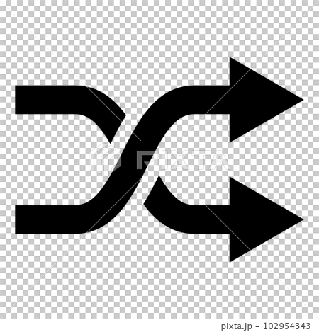 シンプルなシャッフルのアイコン、矢印が交差するイラスト 102954343