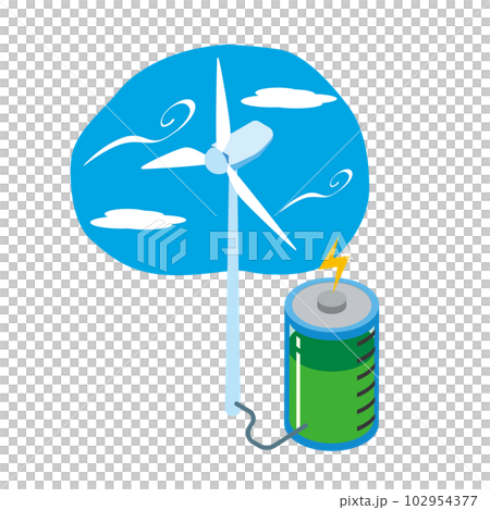 風力發電及蓄電池圖片 102954377