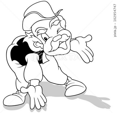 Drawing of a Cheerful Grandfather with Open Arms Drawing of a Cheerful Grandfather with Open Arms 102954747