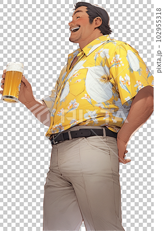 お酒を飲むおじさん、old man drinking(generative ai)のイラスト素材