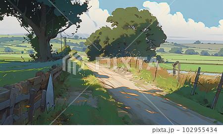 田舎の風景、countryside landscape(generative ai)のイラスト