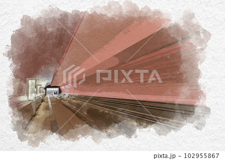 水彩画風 太宰府 九州国立博物館 虹のトンネル 福岡県太宰府市 水彩画風 太宰府 九州国立博物館 虹のトンネル 福岡県太宰府市 102955867