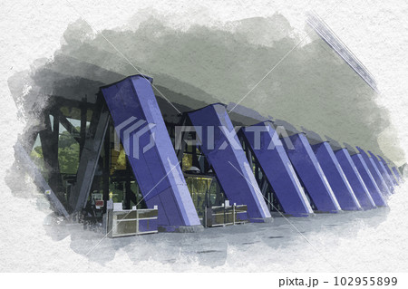 水彩画風　太宰府　九州国立博物館　福岡県太宰府市 102955899