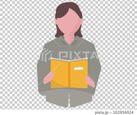 一個女人在看書。閱讀。矢量圖 102956024