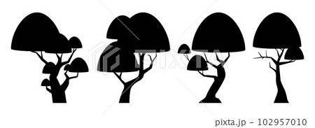 Cartoon tree silhouette collection isolated on white. Forest trees vector illustration 102957010