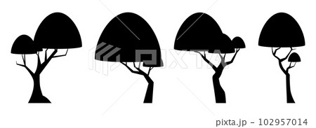 Cartoon tree silhouette collection isolated on white. Forest trees vector illustration 102957014