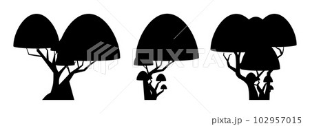 Cartoon tree silhouette collection isolated on white. Forest trees vector illustration 102957015