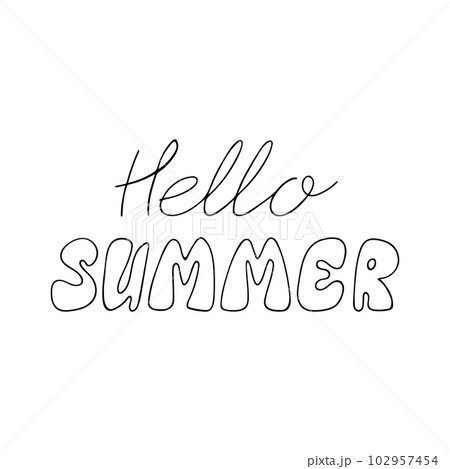 Hello summer lettering on white background. 102957454