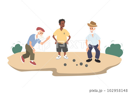 Old people gaming petanque. Grandfather play Old people gaming petanque. Grandfather play 102958148