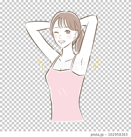 一個面帶微笑的年輕女子的插圖 102958163