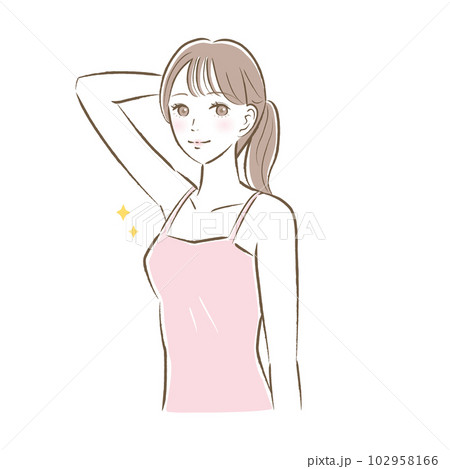 脱毛して綺麗な脇の若い女性のイラスト 102958166