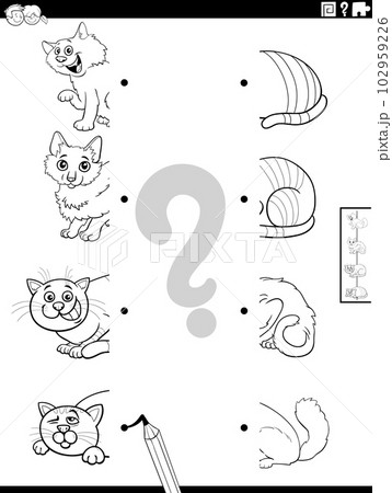 match halves of cats pictures task coloring page 102959226