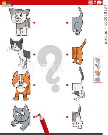match halves of pictures with cats educational game match halves of pictures with cats educational game 102959227