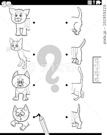 match halves of cats pictures game coloring page 102959228
