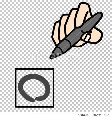 A finger and a pen tip to write a circle in the frame A finger and a pen tip to write a circle in the frame 102959402