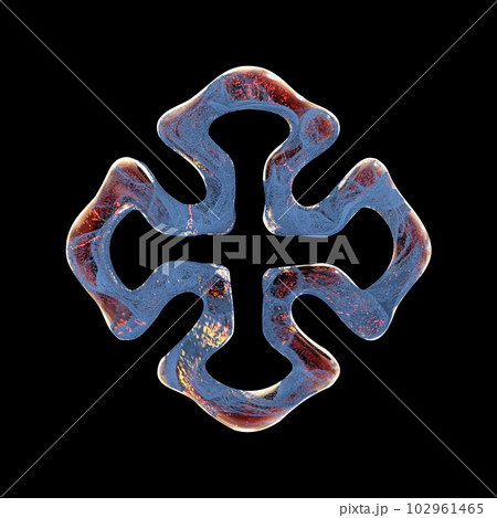 Glowing Red-Blue Cross on Black Background Glowing Red-Blue Cross on Black Background 102961465