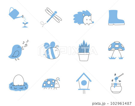 Hand Drawn Doodle Spring Elements 102961487