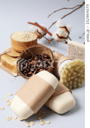 Concept of bath and skin care accessories - soap Concept of bath and skin care accessories - soap 102964079
