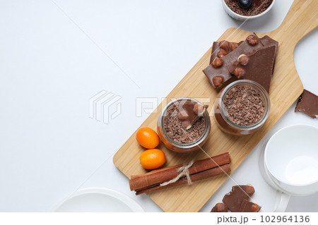 Concept of delicious and sweet food - chocolate mousse 102964136