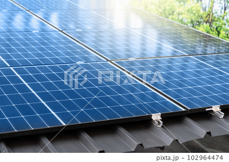 Solar panels on a roof. Solar panels on a roof. 102964474