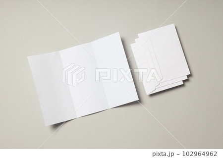 Blank white sheet and envelopes on light gray background Blank white sheet and envelopes on light gray background 102964962