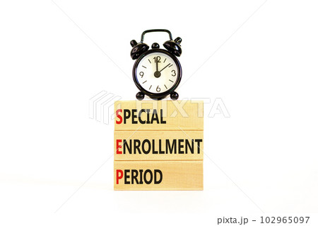 SEP symbol. Concept words SEP Special enrollment period on beautiful wooden block. Black alarm clock. Beautiful white table white background. Medical SEP Special enrollment period concept. Copy space. SEP symbol. Concept words SEP Special enrollment period on beautiful wooden block. Black alarm clock. Beautiful white table white background. Medical SEP Special enrollment period concept. Copy space. 102965097