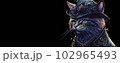 A colorful portrait of a steampunk cat on black background. Generative AI 102965493