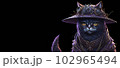 A colorful portrait of a steampunk cat on black background. Generative AI 102965494