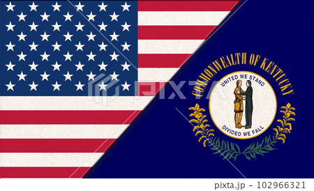 Flags of USA and Kentucky. collaboration of USA and Kentucky. Double flag Flags of USA and Kentucky. collaboration of USA and Kentucky. Double flag 102966321